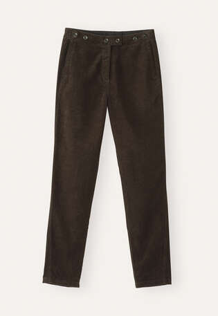 Hose mit schmal zulaufendem Bein, Espresso, webstill