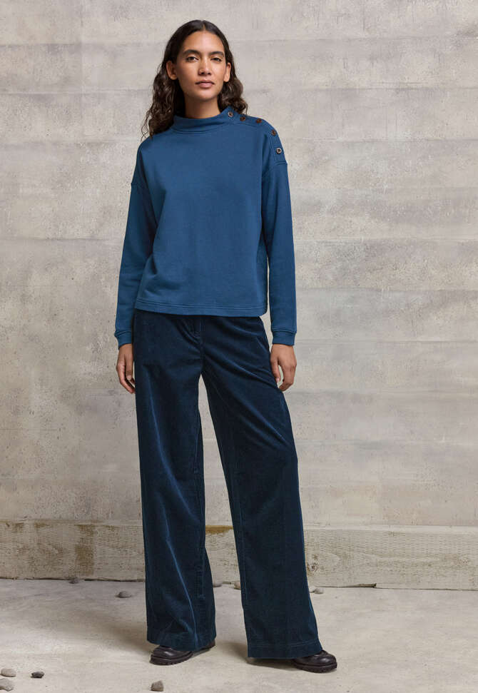 Oberteil mit gekn&ouml;pfter Schulter, Aquamarin-Indigo, completeTheLook
