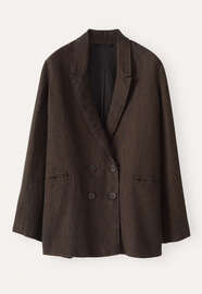 Zweireihige Jacke, Schwarz/Braun, webstill