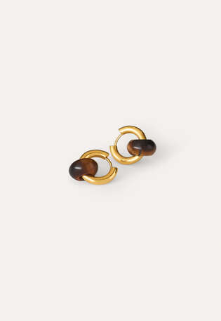 Reifohrringe mit Steinperle, Gold/Tigerauge, webstill