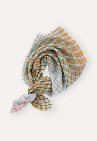Karierter quadratischer Schal, Salbei/Ros&eacute;, webstill