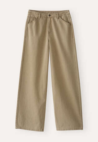 Jeans mit geradem Bein, Dunkeloliv, webstill