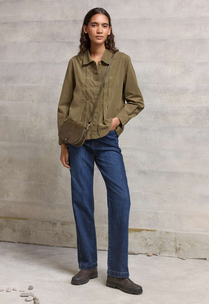 Bluse mit Biesenfront, Moosgr&uuml;n, completeTheLook