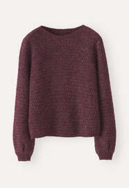 Fangmuster-Pullover, Dunkle Pflaume, webstill