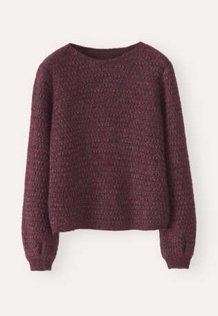 Fangmuster-Pullover, Dunkle Pflaume, webstill