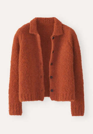 Cardigan mit Kragen, Rostorange, webstill
