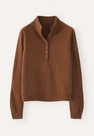 Pullover mit Kn&ouml;pfen, Chilibraun, webstill