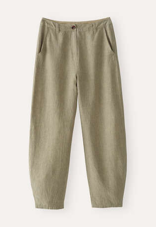 Gestreifte Hose mit Abn&auml;hern am Saum, Khaki, webstill