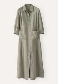 Maxikleid mit Knopfleiste, Zartes Khaki, webstill