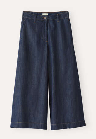 Denim-Culotte, Indigo gesp&uuml;lt, webstill