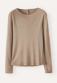 Lang&auml;rmeliges Ripp-Top, Taupe, webstill