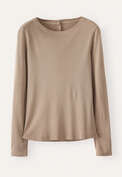 Lang&auml;rmeliges Ripp-Top, Taupe, webstill