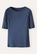 Geripptes Jersey-Oberteil, Gewaschenes Tintenblau, webstill