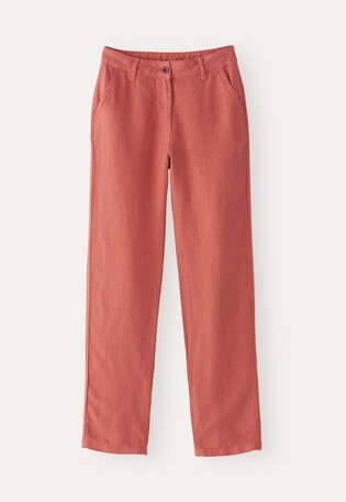 Jeans mit schmalem Bein, Koralle, webstill