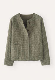 Karierte, kastige Jacke, Zartes Khaki, webstill