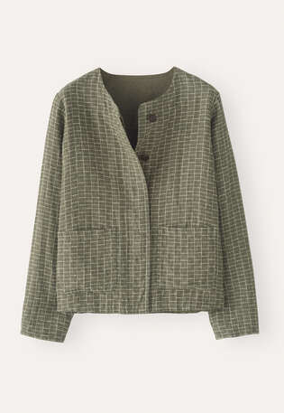 Karierte, kastige Jacke, Zartes Khaki, webstill