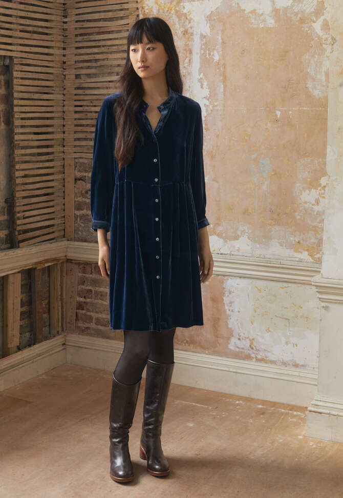 Kleid mit Taillenfalten, Tinte, completeTheLook