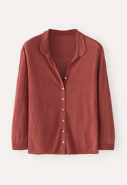 Cardigan mit Kragen, Terrakottarot, webstill