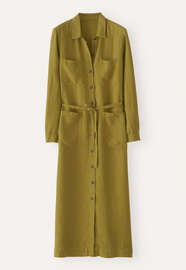 Kleid mit Taschen, Dunkle Limette, webstill