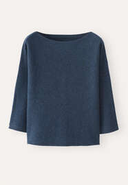 Pullover mit U-Boot-Ausschnitt, Petrolblau, webstill