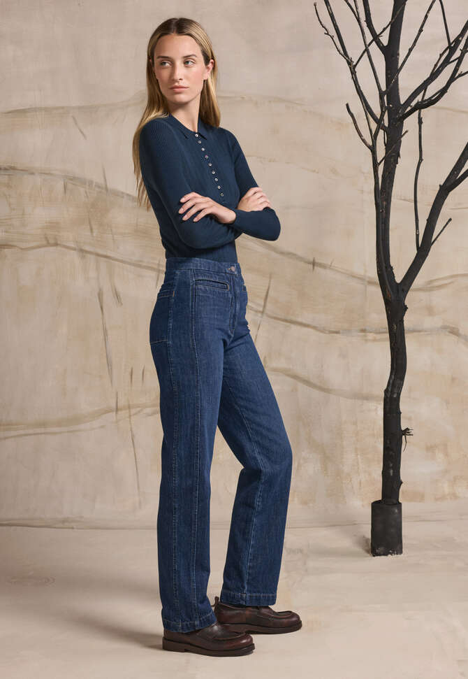 Schmale gerade Jeans, Gewaschenes Indigo, completeTheLook