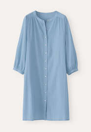 Fein gestreiftes Kleid mit Kn&ouml;pfen, Marineblau, webstill