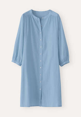Fein gestreiftes Kleid mit Kn&ouml;pfen, Marineblau, webstill