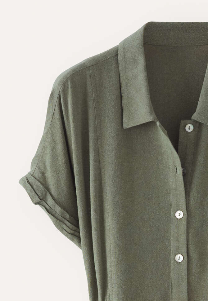 Kurzes Kleid mit Kragen, Khakigr&uuml;n, completeTheLook