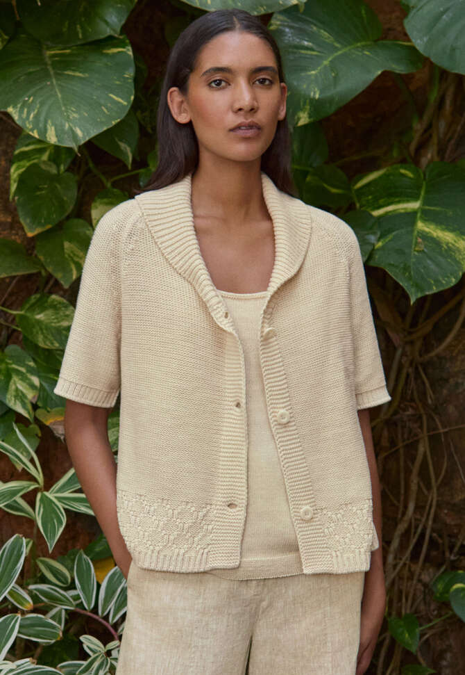 Schalkragen-Cardigan, Pergament, completeTheLook