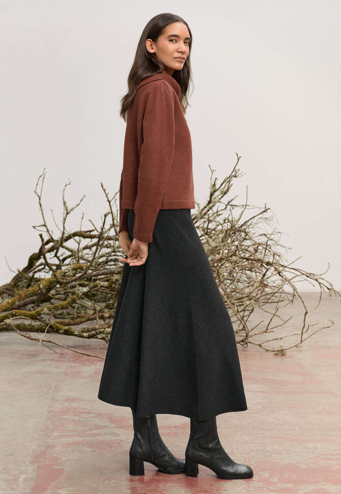 Pullover mit Schlitzkragen, Dunkles Kupfer, completeTheLook