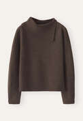 Pullover mit Schlitzkragen, Dunkelbraun, webstill