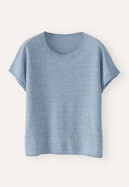 Kurz&auml;rmliger Pullover, Ozean meliert, webstill