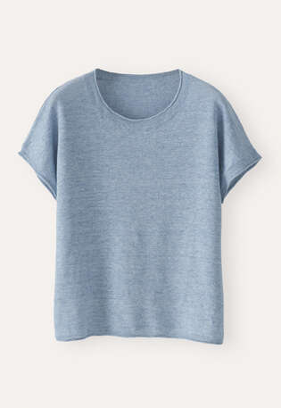 Kurz&auml;rmliger Pullover, Ozean meliert, webstill