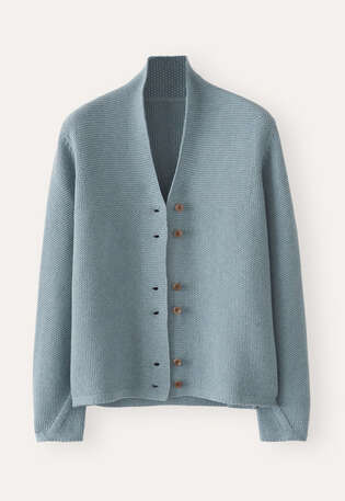 Cardigan mit Knopfleiste, Aqua/Denim, webstill