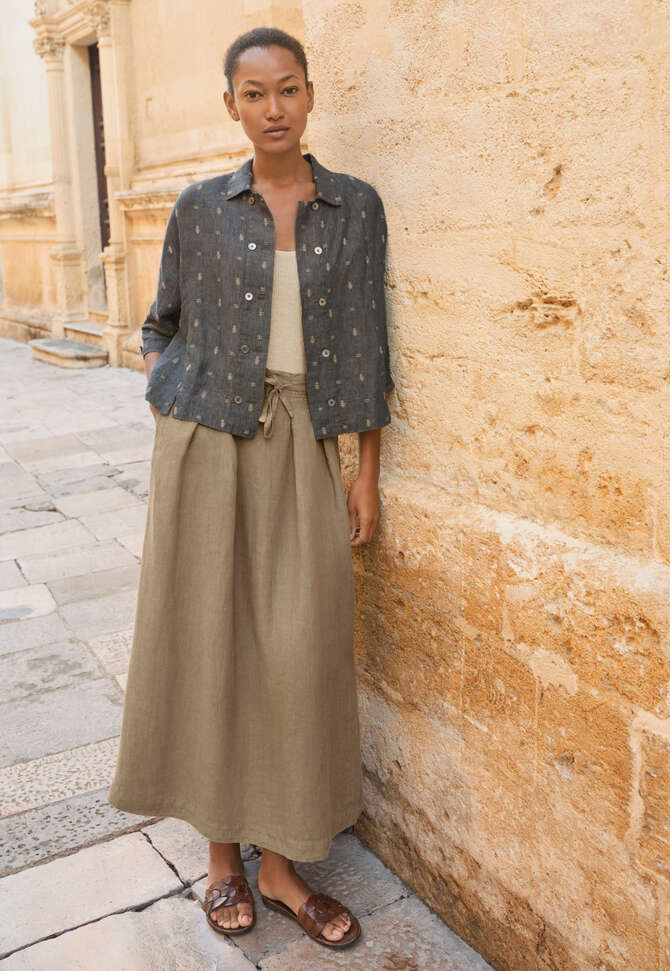 Bluse aus geklipptem Dobby, Schiefergr&uuml;n, completeTheLook