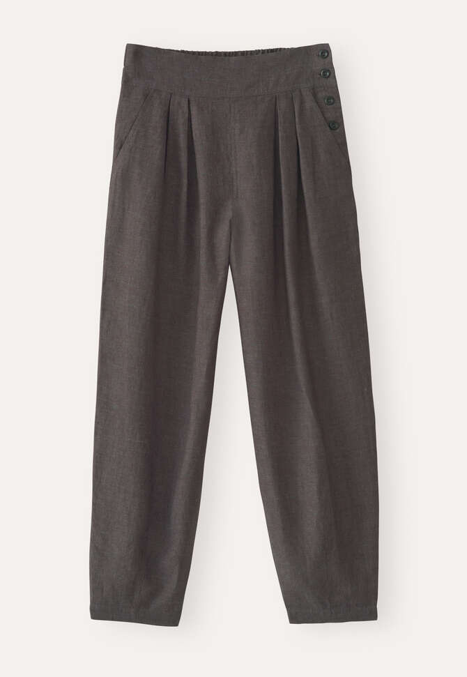 K&uuml;rzer geschnittene Bundfaltenhose, Kaffeegrau, completeTheLook