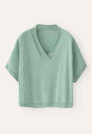 Pullover mit V-Ausschnitt, Aqua-Mint, webstill