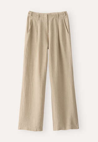 Hose mit Faltenfront, Zartes Ocker, webstill