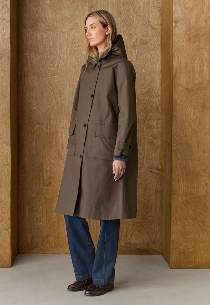 Trenchcoat mit Kapuze, Khakigrau, completeTheLook
