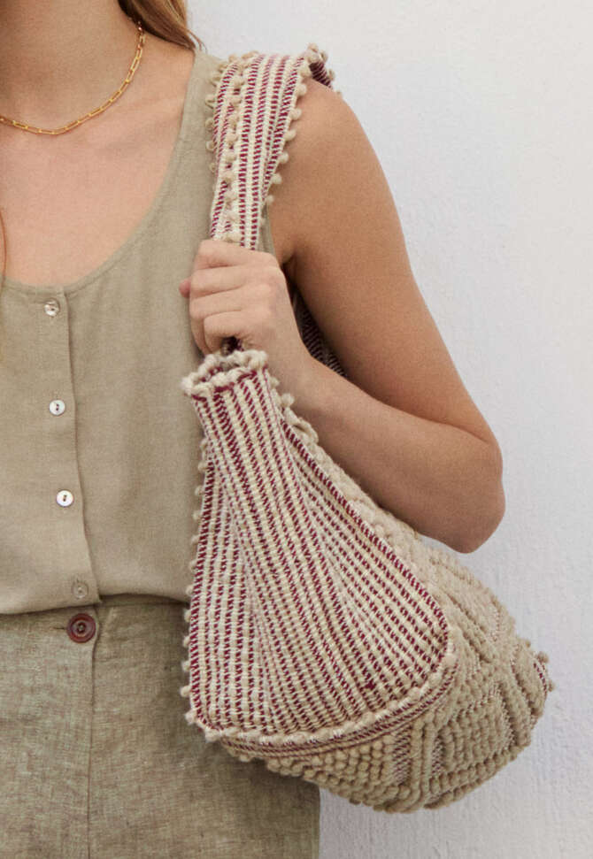 Gekn&uuml;pfte Tasche, Burgunder, completeTheLook