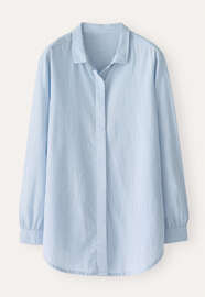 Bluse mit geschwungenem Saum, Chambray, webstill