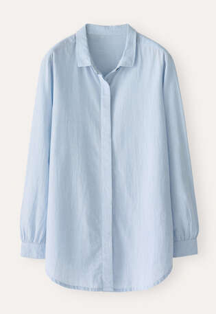Bluse mit geschwungenem Saum, Chambray, webstill