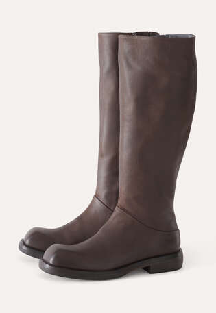 Kniehohe Stiefel, Schokolade, webstill