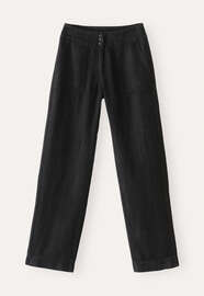 Entspannt geschnittene Hose mit geradem Bein, Gewaschenes Schwarz, webstill