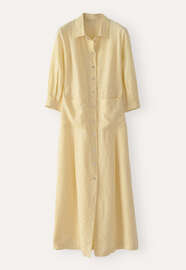 Maxikleid mit Knopfleiste, Pastellgelb, webstill
