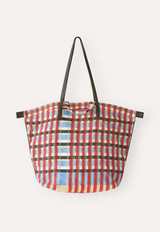 Karierte Tasche, Blau/Rot, webstill