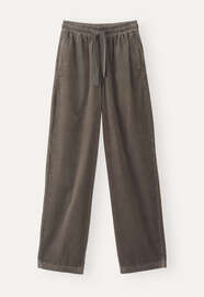 Hose mit Gummizug, Dunkles Taupe, webstill
