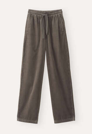 Hose mit Gummizug, Dunkles Taupe, webstill