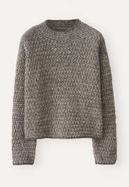 Gemusterter Strickpullover, Graubraun, webstill