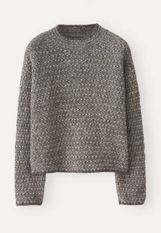 Gemusterter Strickpullover, Graubraun, webstill
